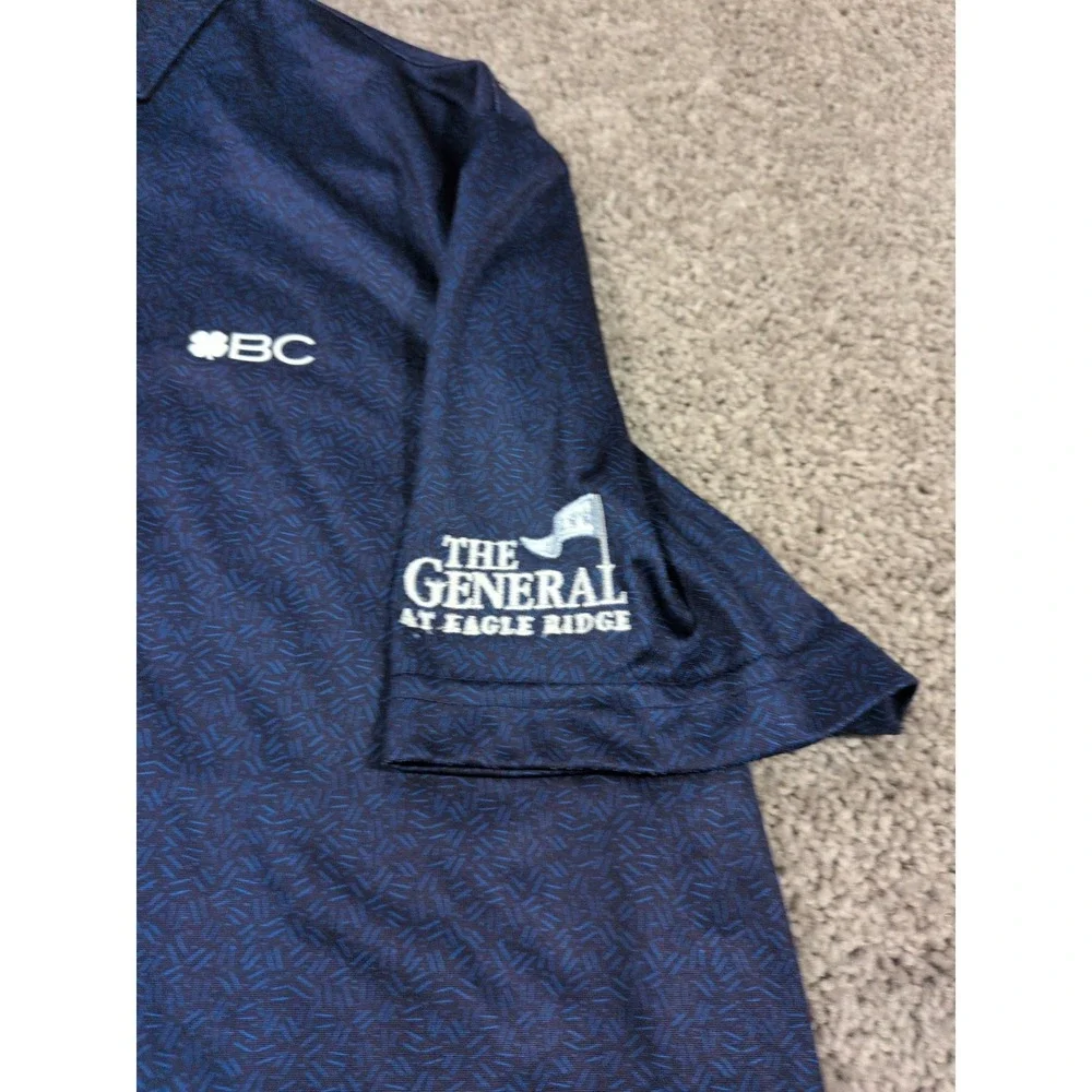 Black Clover Mens Live Lucky Golf Polo Navy Blue Geometric‎ Pattern Size M BC